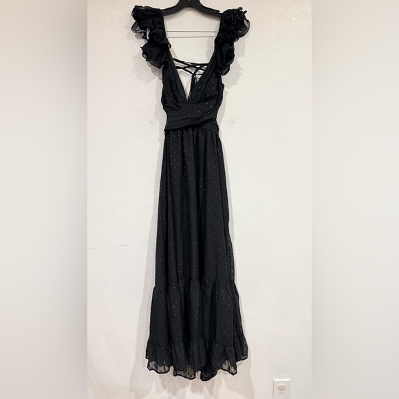 Storia Play For Keeps Maxi Dress Black Glitter Women’s Size Small - Picture 4 of 4